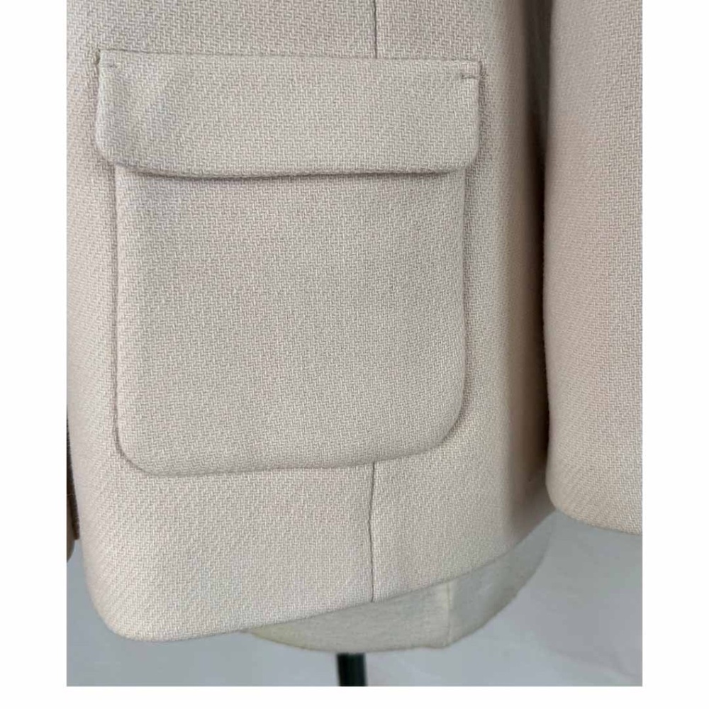 TALBOTS Size 4 Ivory Wool Blend Faux Fur Trim Detachable Hood Toggle Coat Jacket - Picture 8 of 10